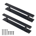 12 Inch Black Gate Pull Handles Pack of 2, Modern Barn Door Handles | Heavy Duty Metal, Indoor & Outdoor, Farm House, Fence, Sheds Cabinet Closet Door Pulls, 2 Size Screws, Easy to Install - style: Flat