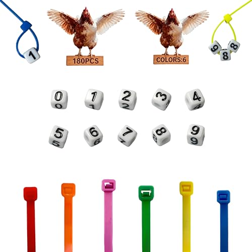 Vibrant DIY Number and Letter Chick Chicken Leg Bands - Easily Identify and Management Your Poultry with Colorful Leg Bands - Perfect for Chicken,Duck,and Goose Owners (180, Number) - color: Number