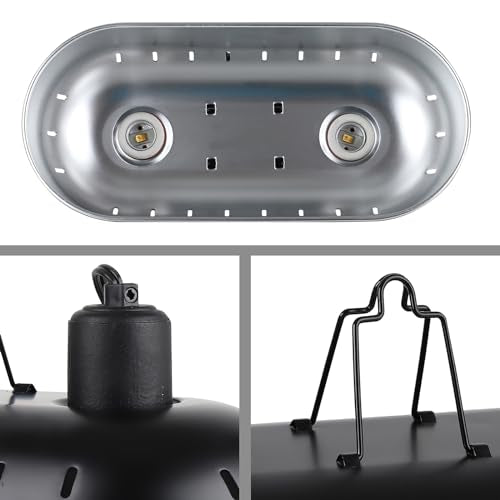 DXOPHIEX 15 inch Dual Reptile Light Fixture Reptile Heat Lamp | Max 150W, 2PCS 150W Ceramic Heat Emitter, Double Dome UVB Light Fixture, For Terrarium and Tortoise Habitat - size: 15inch with 2PCS 150W ceramic heat emitter