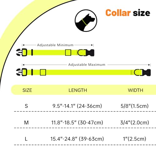 Waterproof Dog Collar, Easy to Clean Rubber Dog Collars with Quick Release Buckle Fits Small Medium or Large Dogs (Yellow, M < 11.8-18.5 inch) - color: Yellow, size: M (11.8-18.5 inch)