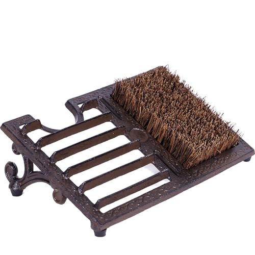 Cast Iron Boot Scraper Brush, Heavy Duty Outdoor Boot Scrubber | Angled bristle boot brush for porch, patio, garden, garage, entryway, or mudroom use