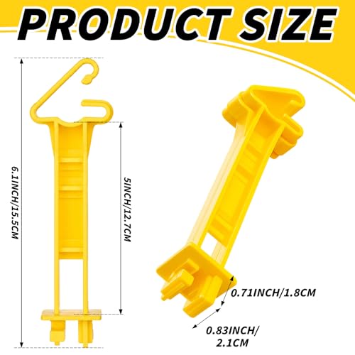 100 Pcs 5 inch Snap Type T Post Insulators Extender Electric Fence Insulators Extended Snug Fitting T Post Electric Fence Wire Clips for Yard Agricultural Ranchers Farm (Yellow)
