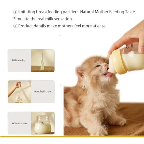 Silicone Kitten Nursing Bottle - Feeding Bottle with Nipples for Newborn Kittens, Puppies, & Small Animals, Milk Feeding Supplies for Baby Pets, Yellow & Green Feeder - color: green