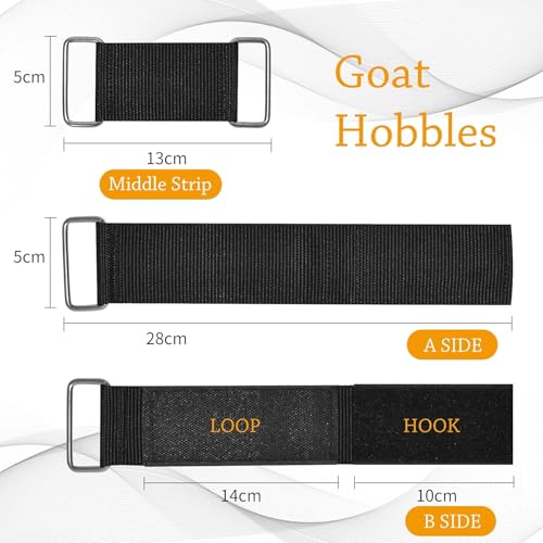 Adjustable Goat Hobbles Binding Tool Nylon Goat Milking Hobbles Goat Milking Supplies Black Goat Binding Tool Goat Banding Kit for Milking Goat Mini Goat Nigerian Dwarfs Nubian Goats