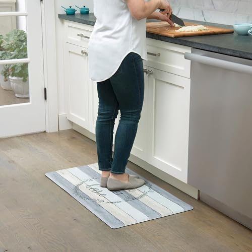 Home Dynamix Cozy Living Home Sweet Home Modern Farmhouse Runner Anti-Fatigue Kitchen Mat, Non-Slip Floor Mat, Padded Standing Desk Mat, Grey/Beige, 17.5"x30" - color: Grey/Beige, size: 18"L x 30"W x 0.5"Th