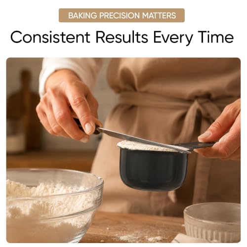 Color Up ⅔ Cup Measuring Cup (160 ml) – Premium Black Stainless Steel, Accurate for Wet & Dry Ingredients, Embossed Markings, Easy-Pour Spouts, Dishwasher-Safe, Kitchen Essential - size: 2/3 Cup (160 ml) Black