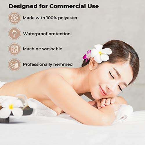 ForPro Professional Collection Waterproof Massage Table Cover, Protective Spa Treatment Sheet Set for Massage Tables, Machine Washable, Includes Massage Fitted Sheet and Face Rest Cover, White | for Massage & Treatment Tables, Disposable Table Sheets, Spa