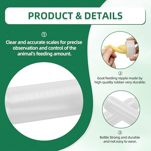 Lamb&Goat Feeding Bottle 2Pcs 500ml Lamb Nipple and Bottle Reusable Small Animal Care Milk Bottle for Farm Supplies