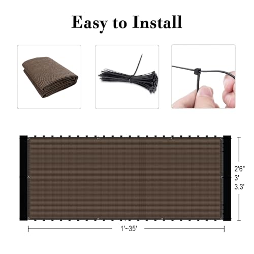 SUNLAX 2.5'x6' Brown Balcony Privacy Screen Fence Windscreen 90% UV Block | 90% privacy shield, windscreen cover, shade netting mesh cloth, durable fabric, grommets, patio backyard porch railing - color: Brown, size: 0 2.5' x 0 6'