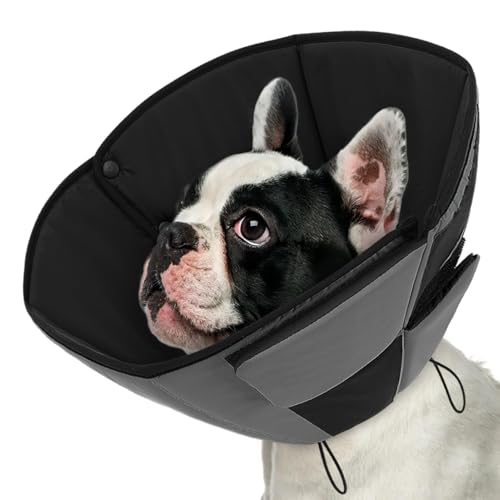 Dog Cones for Small Dogs, Soft Cone for Samll Dogs After Surgery | Adjustable Comfy Cone for Dogs & Cats, Soft Fabric Comfortable Pet Cone After Surgery for Wound Healing, Grey S - color: Grey, size: S