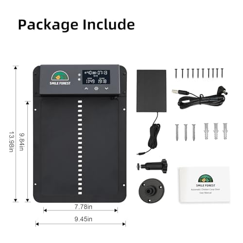 Aluminum Alloy Chicken Door, Automatic Chicken Door with Timer & Light Sensor