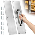 16" Stainless Steel Door Pull Handle with Push Plate for Home/Public | 16" Push pull door handle set with smooth rounded edges for safe use in Home/Office/Warehouse/Public/Commercial Door - size: 16'' Handle Pull & Push Plate