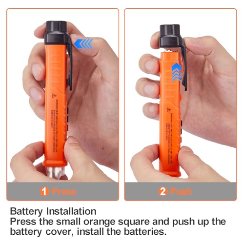 2 Pack Non-Contact Voltage Detector, Voltage Tester Electrical Tester, AC 12V/48V/70V-1000V, Wire Tester with Buzzer Alarm and Flashlight, Wire Breakpoint Finder, Orange & Red