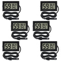 6-Pack Mini Digital Thermometer Hygrometer with Probe Indoor Temperature Humidity Meter Gauge LCD Fahrenheit Display Hygrometer Thermometer Gauge, Black - color: 6PCS Black