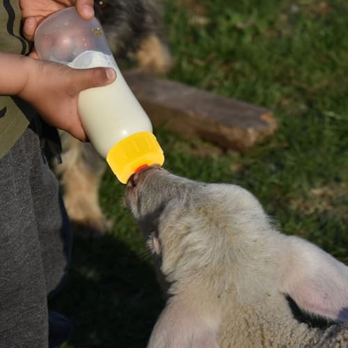 NUOBESTY 1 Set Lamb Feeding Bottles Calf Nursing Feeder Bottles with 8 Replaceable Nipples for Livestock Feeding