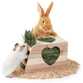 JanYoo Hay Feeder for Rabbits Wooden Holder for Cage Large Rack Hanging Food Manager Less Waste Dispenser Bunny Accessories - size: Xlarge-0.65lb Capacity