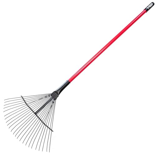 24-Tine Thatching Garden Rake for Leaves | Heavy Duty Metal Leaf Rake | Dethatching Large Leaves and Yard Debris, 23.5" Wide 68" Fiberglass Long Handle Rakes for Gardening 100% Made in USA | 23.5" Wide, Heavy Duty Metal Leaf Rake for Gardening, Dethatchin