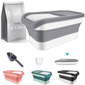 Pet Food Storage Containers, Collapsible Cat Food Container with Transparent Sliding Lid,10-13 lb Plastic Dog Food Bin with Measuring Cup and Dog Food Scoop - color: small gray