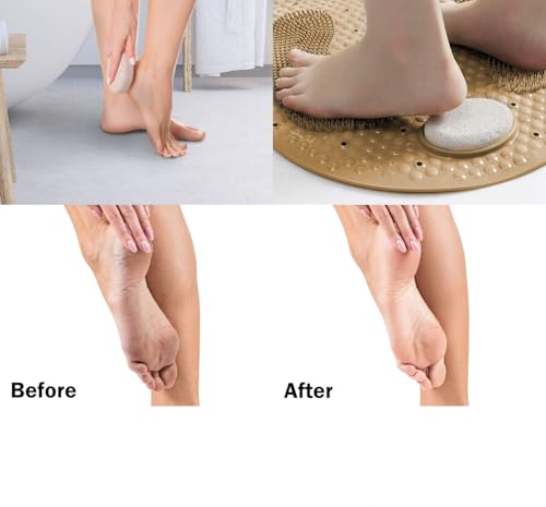 Shower Mats Bath Mat Non Slip Bath Mats for Tub Grinding Floor Massage Mat Foot Scrubber with Removable Pumice Stone 15.7 x 31.4 inch Soft Bathtub Mat with Suction Cups & Drain Holes (Beige) - color: Beige