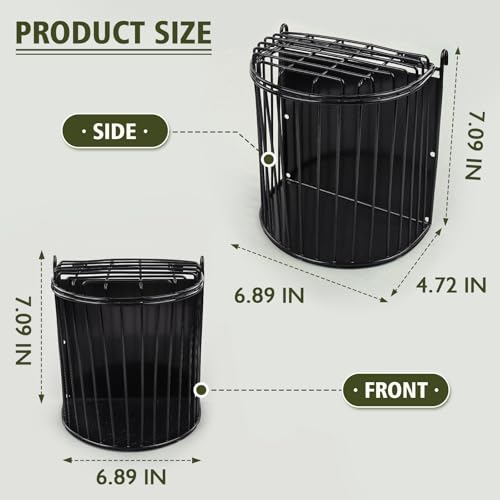 Bunny Hay Feeder, Semicircular Space-Saving Design, Black | Lid Design Helps Keep Hay Clean, Metal Frame Hay Rack for Rabbits, Guinea Pigs, Bunny, Chinchillas & Small Animals - size: Semicircular feeder