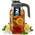County Line Kitchen 64 oz Mason Jar Glass Pitcher With Lid - Gray | Heavy-Duty Glass Mason Jar Pitcher - Leak-Proof Lid, Wide Mouth & Easy Pour Spout (64 oz) - color: Gray
