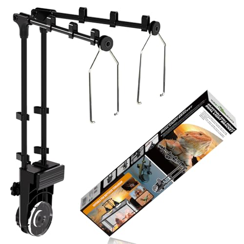 REPTI ZOO Dual Reptile Lamp Stand, Reptile Light Stand with Two Flexible Brackets, Height Adjustable (13.4 inch to 18.5 inch) for Hanging Heat Lamp Holder and Light Fixture