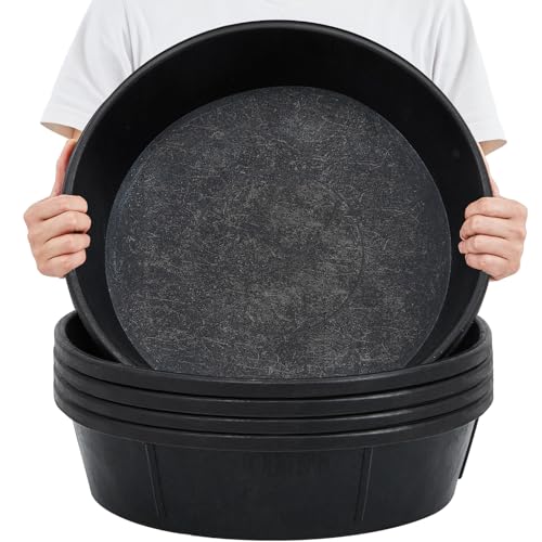Sadnyy 5 Pcs Rubber Feed Pan 12 Quart/ 3 Gallon Utility Horse Feed Bucket Rubber Bowl Chicken Dust Bath Container Horse Feeder for Goats Livestock Animal Feeding Cats Dogs Pigs - size: 12 Quart/ 3 Gallon