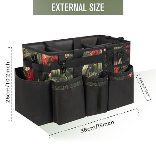 SCAVATA Wearable Cleaning Caddy, Cleaning Caddy Supplies Organizer with Handle & Shoulder Straps for Housekeepers, Under Sink & Car Cleaning Tool Organizers Bag with 4 Foldable Divider (GreenBush) - color: GreenBush