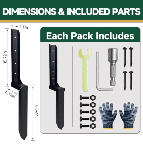 Fence Post Repair Kit, Heavy Duty Steel Fence Post Stabilizer Brace, 3 Pack | Made from U-channel steel, its interlocking U-slot design uses 5 multi-angle screws to reinforce the upper/lower connection - size: 3 Pack