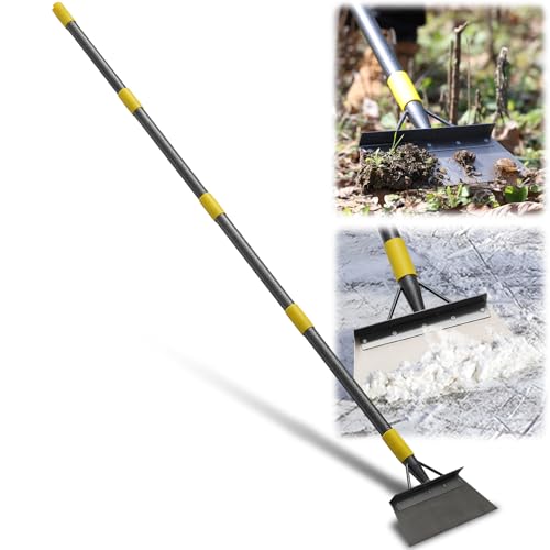 Garden Cleaning Shovel, 76" Adjustable Floor Scraper Long Handle Heavy Duty Tool, Multifunctional Flat Shovel Gardening Tools for Digging, Weeding,Scraping, Ice Remove...
