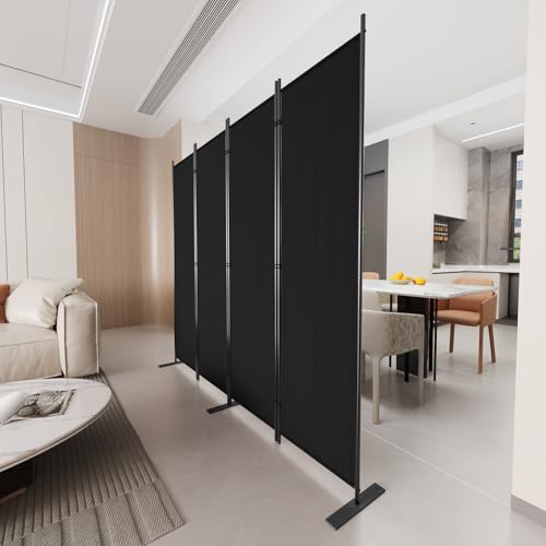 C-Hopetree 4 Panels Room Divider, 6 Ft Tall Indoor Folding Privacy Screen, Portable Partition Separator, Freestanding Separation Temporary Wall for Office, Bedroom, 80" W X 71" H, Black - size: 4-Panel