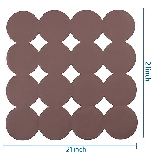 Webos Square Shower Mat Nonslip - Rubber Bathtub Mat with Suction Cups for Inside Shower Bathroom Floor (Coffe, 21X21) - color: Coffe