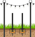 LETIANPAI 10Ft String Light Poles 2 Pack,Light Poles for Outside Lights,Outdoor with Fence Brackets Hanging Lights,Metal Stand Deck Patio Backyard - size: 2 Pack 10FT