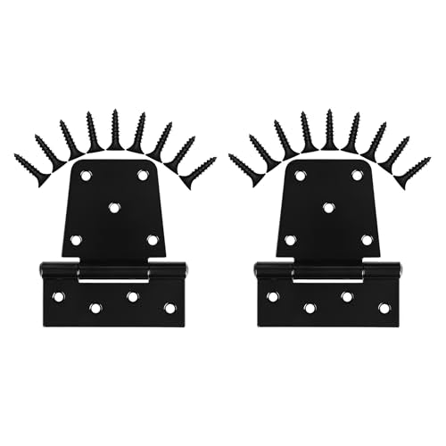Heavy Duty Gate Hinges 3.5 inch 2 Pack Extra Thick Industrial T Hinges Barn Door Hinges Shed Door Hinges for Large Wooden Gates Wood Fence Outdoor - Black Iron Finish (Screws Included) - color: Black, size: 3.5"-2 Pack