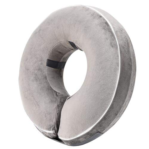 Inflatable Reflective Dog Cone Collar Alternative After Surgery,Doggie Recovery Dount Neck Ecollar,Adjustable Soft Dog Cone Collar for Small Medium Large Dogs (Grey, XXL) - color: Grey, size: XX-Large（18.5"-22.5"）