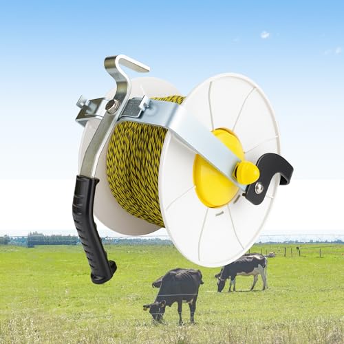 3:1 Geared Electric Fencing Standard Reel with 1640ft Premium Polywire 6 Conductors Plus 1 Free 8 inch Insulgrip 1 Pack - size: 1640 feet x 1 standard reel x 1 Handle