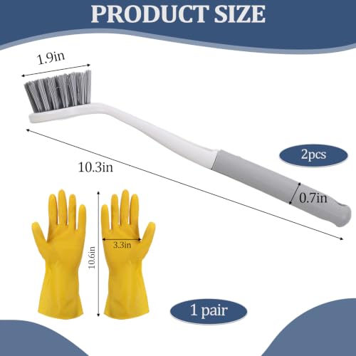2 Pack 10.4" Horse Bucket Brush, Plastic Horse Bucket and Trough Scrubber with Gloves, Durable Utility Brushes with Non-Slip Handle for Livestock Farm Equine Water Buckets Feed Trough Cleaning