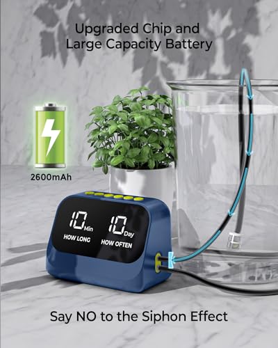 Automatic Watering System for Potted Plants, Plant Waterer, DIY Drip Irrigation Kit with Smart Timer, Waterproof LED Display & Large Capacity Battery, Precise Distribution of Water (Blue)