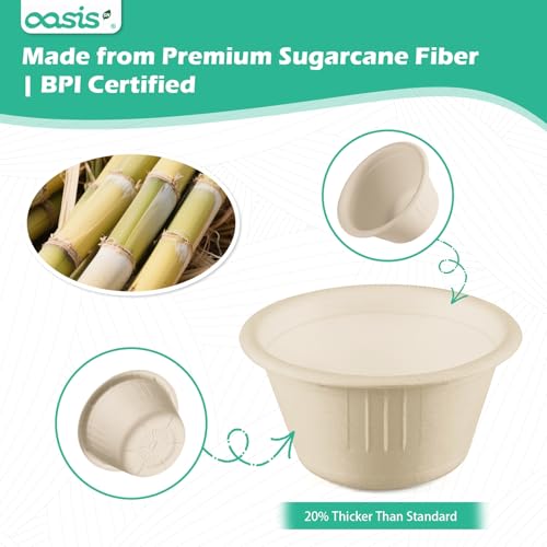 [𝟐𝐨𝐳, 𝟓𝟎𝟎-𝐏𝐚𝐜𝐤] Compostable Souffle Cups, Biodegradable Paper Portion Cups Made from Bagasse, Leak-Proof & Sturdy for Dips, Dressings, Samples (Natural) - color: Natural