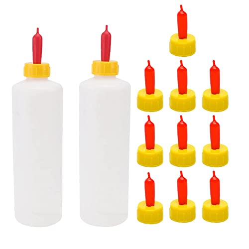 Goat Nipple and Bottles Set for Feeding Sheep Goat Lamb Puppy | 12 Pieces Small Animal Milk Drink Pritchard Nipple 2 Pieces 400 ml Lamb Feeding Bottle Kit - color: White 12