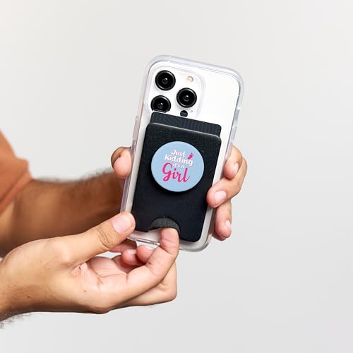 Just Kidding It's a Girl Pink Gender Reveal Party Supplies PopSockets PopWallet for MagSafe - style: Magnetic PopWallet