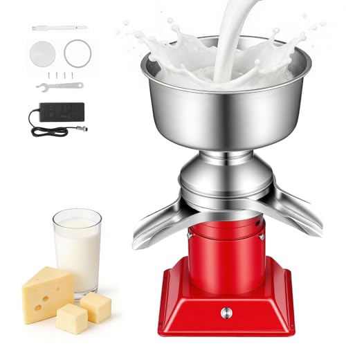 VEVOR Electric Milk Cream Separator, 60L/H Output 10500RPM Milk Cream Centrifugal Separator, 304 Stainless Steel Goat Cow Milk Skimmer Separating Machine with 4.5L Bowl Capacity (40W, 100-240V) - size: Square Base