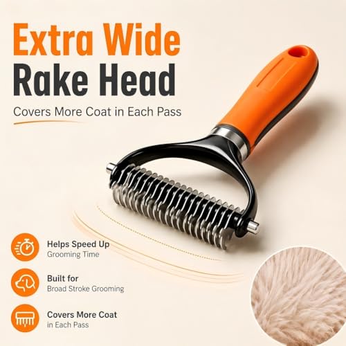 Double Sided Pet Grooming Rake, Extra Wide Deshedding Brush for Dogs Cats, Professional Long Hair Pet Shedding Comb Effectively Reduces Loose Hair (green) - color: green