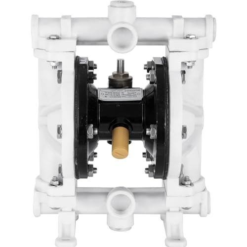 VEVOR Air-Operated Double Diaphragm Pump, 1/2 in Inlet & Outlet, Polypropylene Body, 13.2 GPM & Max 120PSI, PTFE Diaphragm Pneumatic Transfer Pump for Petroleum, Diesel, Oil & Low Viscosity Fluids - size: 2.5 GPM