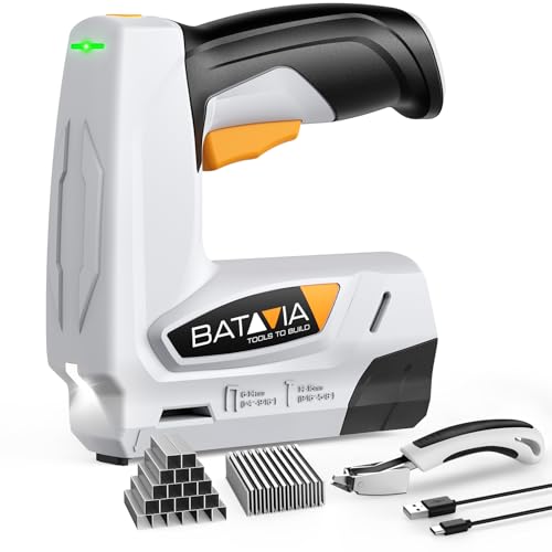 BATAVIA Electric Staple Gun, 2 in 1 Cordless T50 Stapler & Brad Nailer Kit with Remover and 2000PCS Staples Nails, 2000mAh Battery Powered, 4V Electric Stapler for Upholstery, Wood, DIY Home Projects