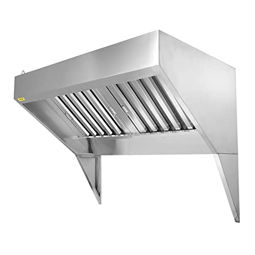 VEVOR Commercial Exhaust Hood, 5FT Food Truck Hood Exhaust, 201 Stainless Steel Concession Trailer Hood with 2 Detachable U-shaped Grid Oil Filter Mesh, Rust Resistant Vent Hood for Kitchen Restaurant | Concession Trailer Hood with 2 Detachable U-Shaped G