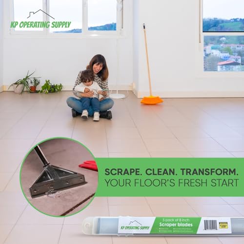 8-Inch Floor Scraper Blades, 10 Pack Replacement | Ten 8-inch angled replacement blades fit compatible floor scrapers for flooring removal, adhesive, residue and demolition - size: Pack of 10