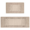 Kitchen Anti-Fatigue Mat, 2PCs, 17.3"x47"+17.3"x29", 0.4" Thick | PVC Non-Slip Cushioned Comfort Washable Floor Rug, Ergonomic Standing Rugs, Easy Clean for Home, Sink, Laundry - color: Beige-1
