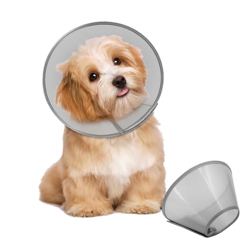 Supet Dog Cone Collar Adjustable After Surgery, Comfortable Pet Recovery Collar & Cone for Large Medium Small Dogs, Elizabethan Dog Neck Collar Plastic Practical - color: Grey, size: XS(Neck: 9.5~11.5")