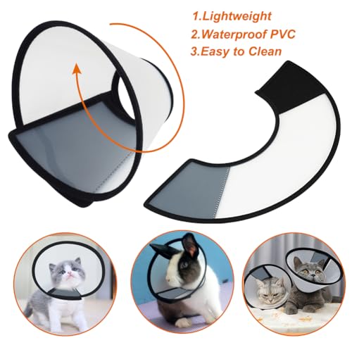 Vivifying Cat Cone Collar– 3 Sizes Lightweight Soft Edge Recovery Cone for Cats, Adjustable Plastic Elizabethan Anti-Lick E-Collar for Post-Surgery Protection (Small) - size: S